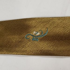 Vintage Wembley Gold Necktie  Embroidered Accents